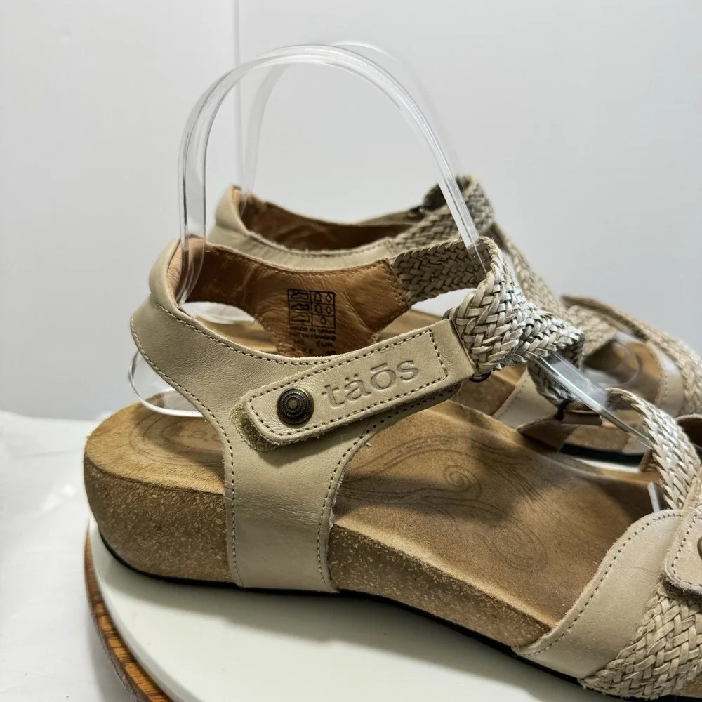 Taos Leather Boho Beach Comfy Tan Strappy Braided Trulie Sandals Women US 9-9.5